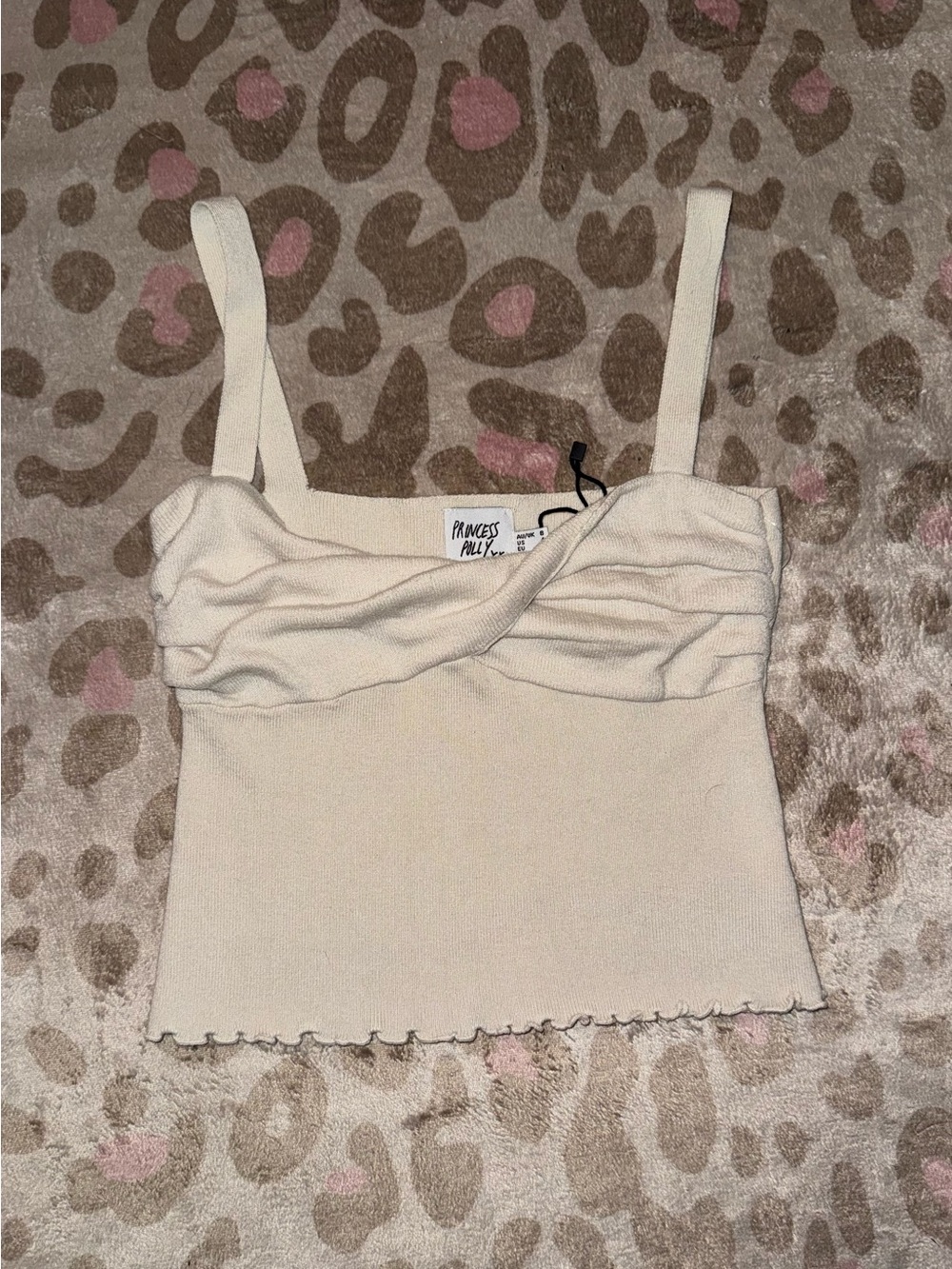 Princess Polly Cream Ruched Ribbed Cami Top
